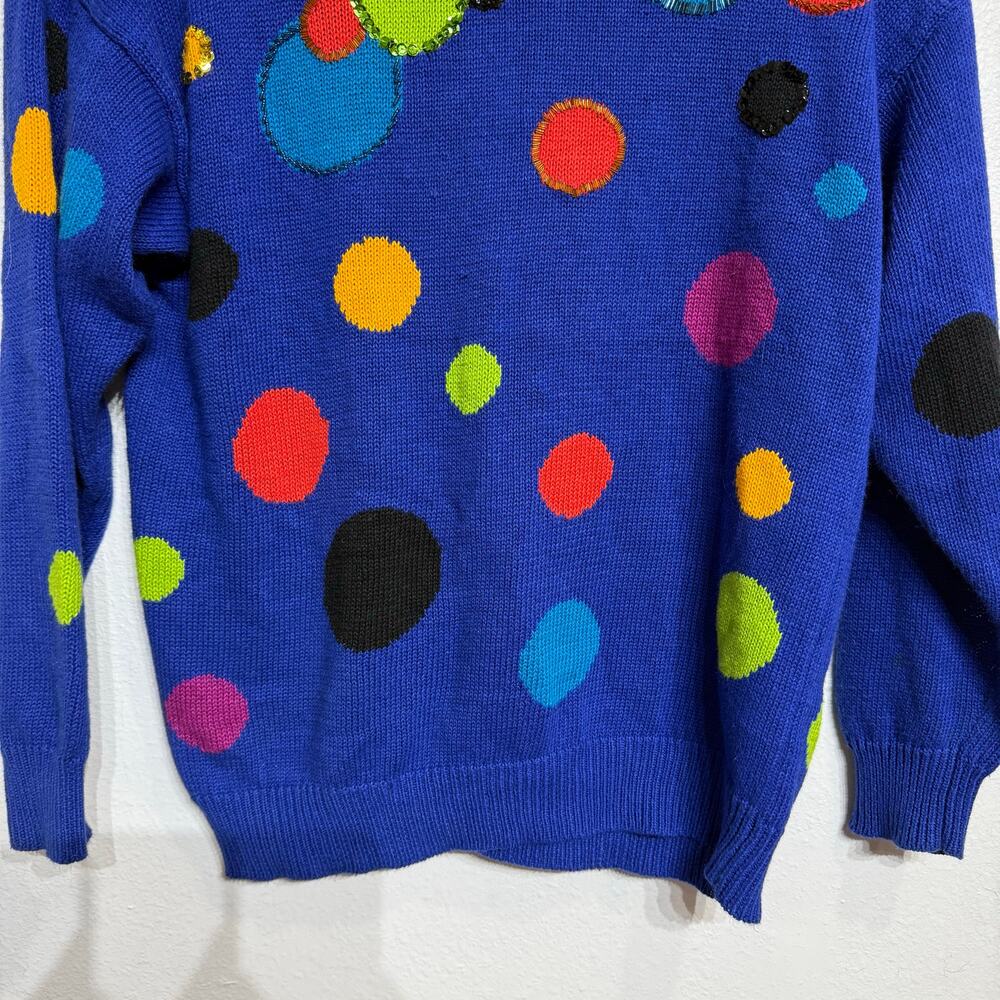 IB Diffusion Sport Blue Sequin Knit Vintage Sweater Sz M - Picture 5 of 13